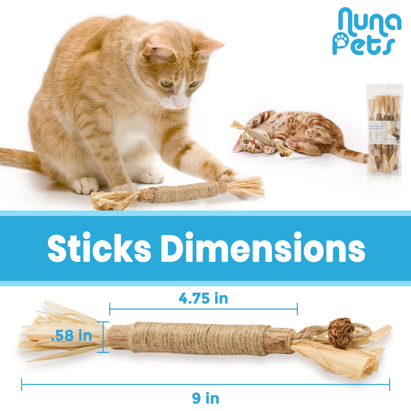NunaPets® Natural Silvervine Dental Cat Chew Stick
