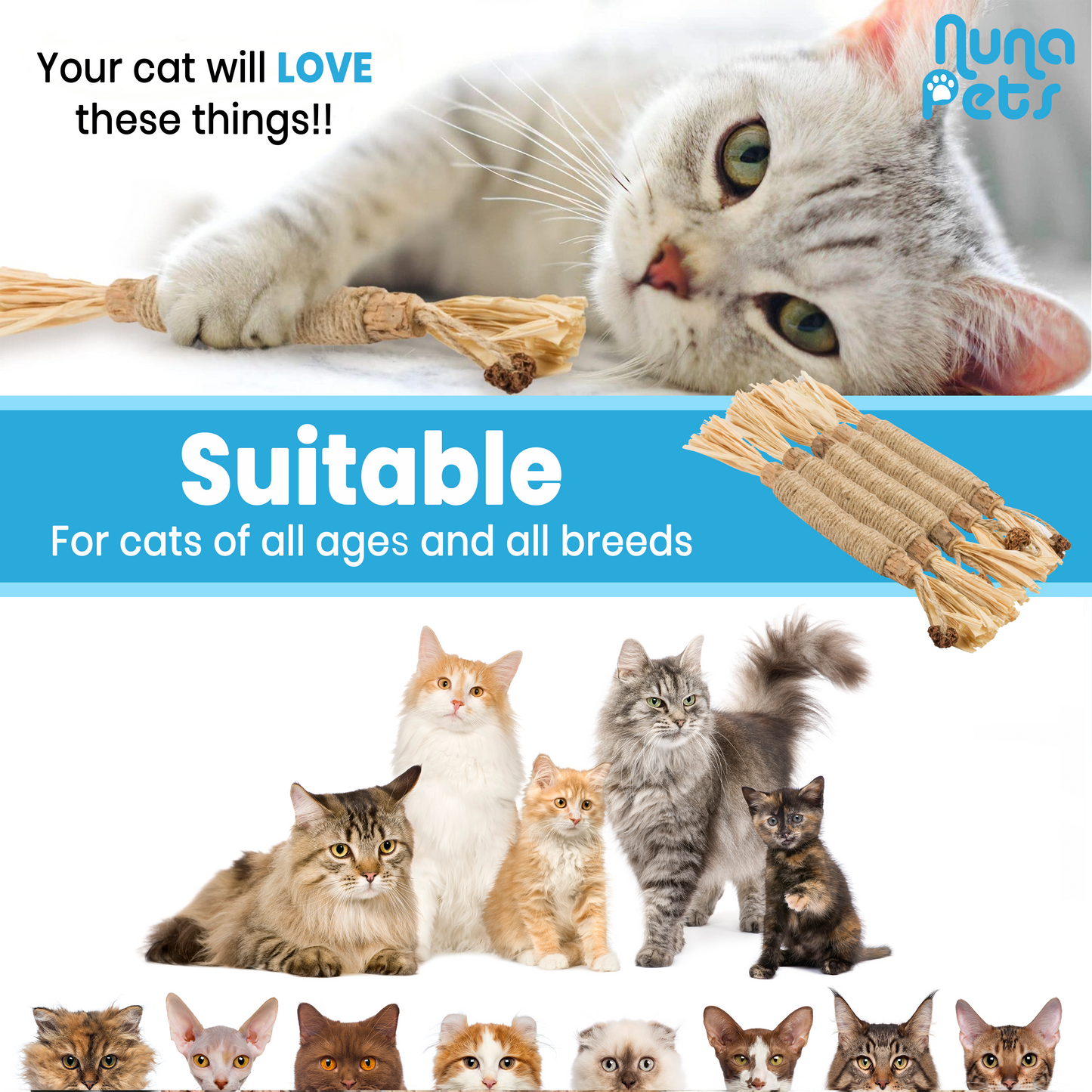 NunaPets® Natural Silvervine Dental Cat Chew Stick