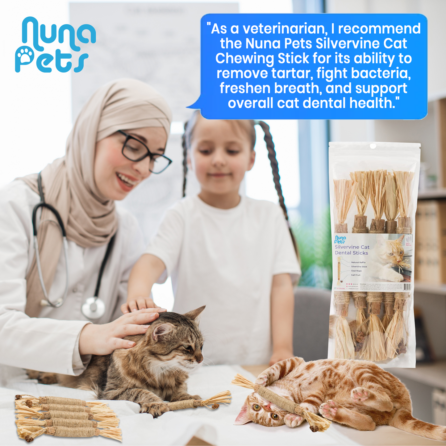 NunaPets® Natural Silvervine Dental Cat Chew Stick