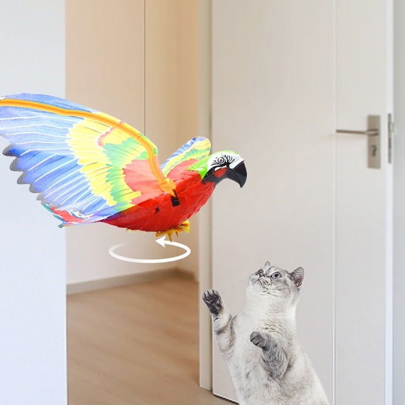 Cat Toys Simulation Electric Parrot Silent Hanging Line Flying Bird Toy Hovering Teasing Pet Training Supplies